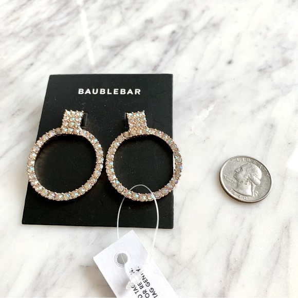 Baublebar Iridescent Crystal Doorknocker Round Circle Statement Earrings - Picture 4 of 5